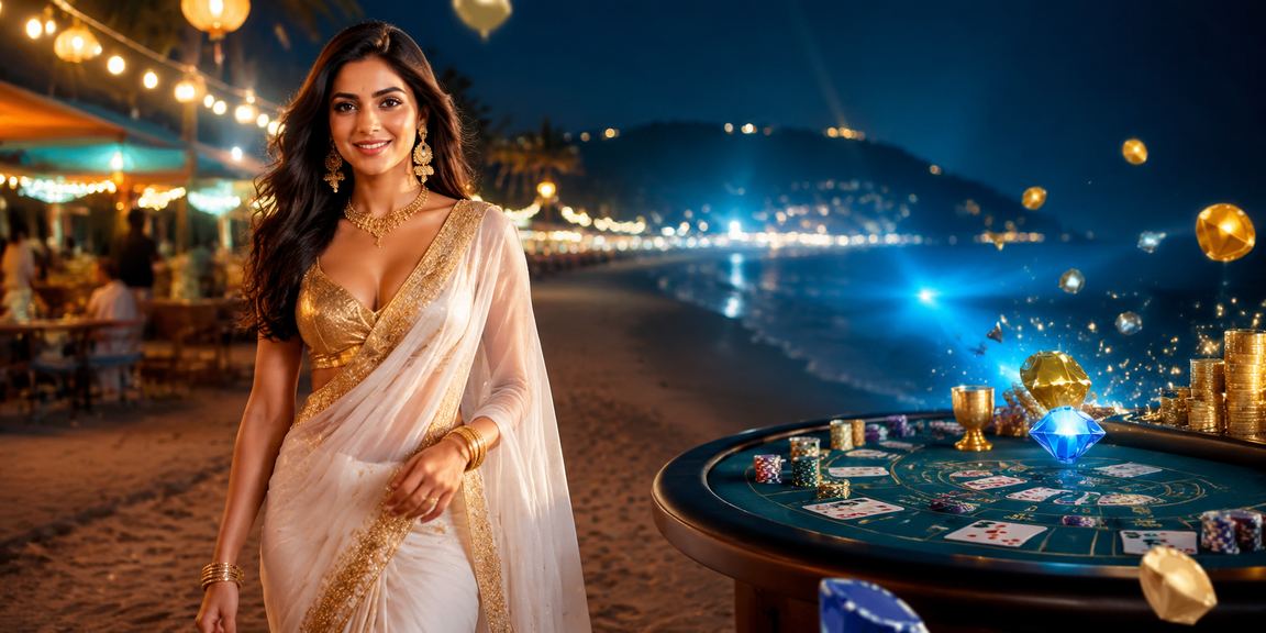 Indian player enjoying baccarat in traditional attire
