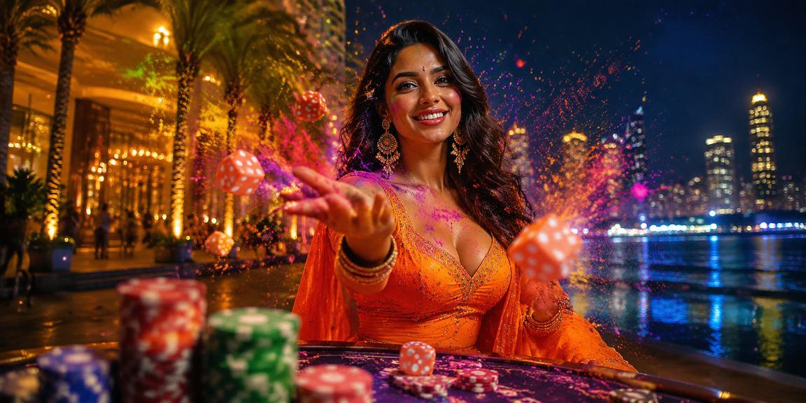 Indian dice game celebration with festive colors