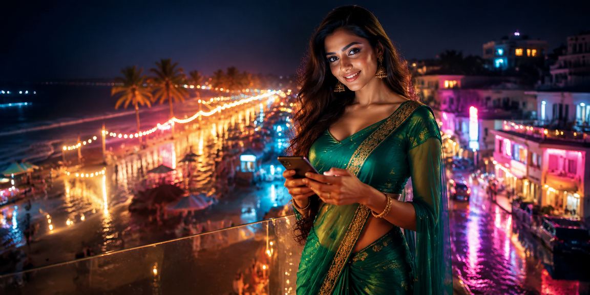 VIP player enjoying poker game in traditional saree attire